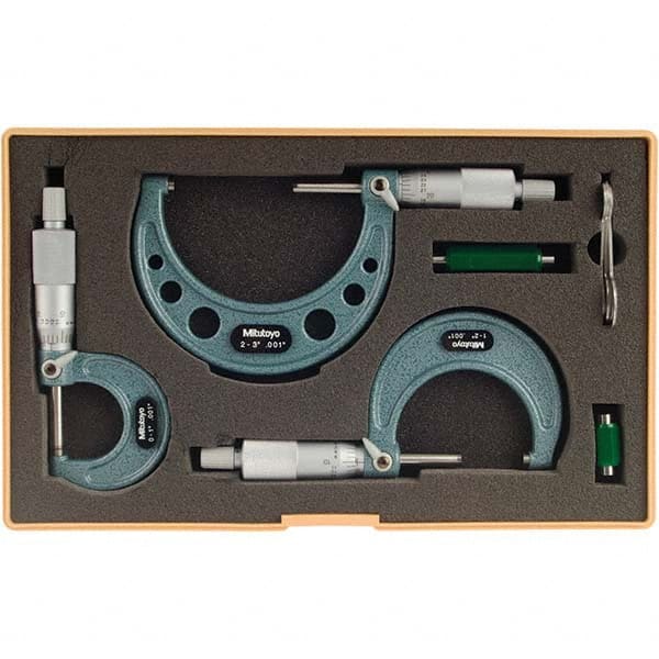 Mitutoyo - Mechanical Outside Micrometer Sets Minimum Measurement (Inch): 0 Maximum Measurement (Inch): 3 - USA Tool & Supply