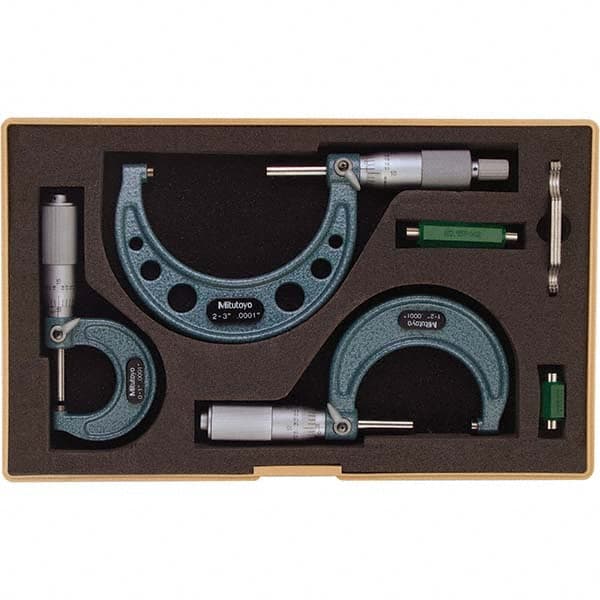 Mitutoyo - Mechanical Outside Micrometer Sets Minimum Measurement (Inch): 0 Maximum Measurement (Inch): 3 - USA Tool & Supply