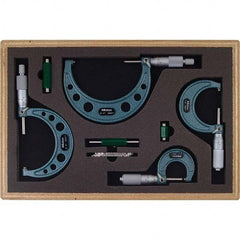 Mitutoyo - Mechanical Outside Micrometer Sets Minimum Measurement (Inch): 0 Maximum Measurement (Inch): 4.0000 - USA Tool & Supply