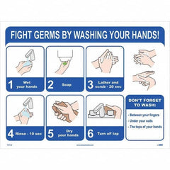 NMC - "Fight Germs By Washing Your Hands!", 24" Wide x 18" High, Paper Safety Sign - USA Tool & Supply