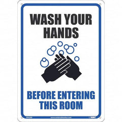 NMC - "Wash Your Hands Before Entering This Room", 10" Wide x 14" High, Rigid Plastic Safety Sign - USA Tool & Supply