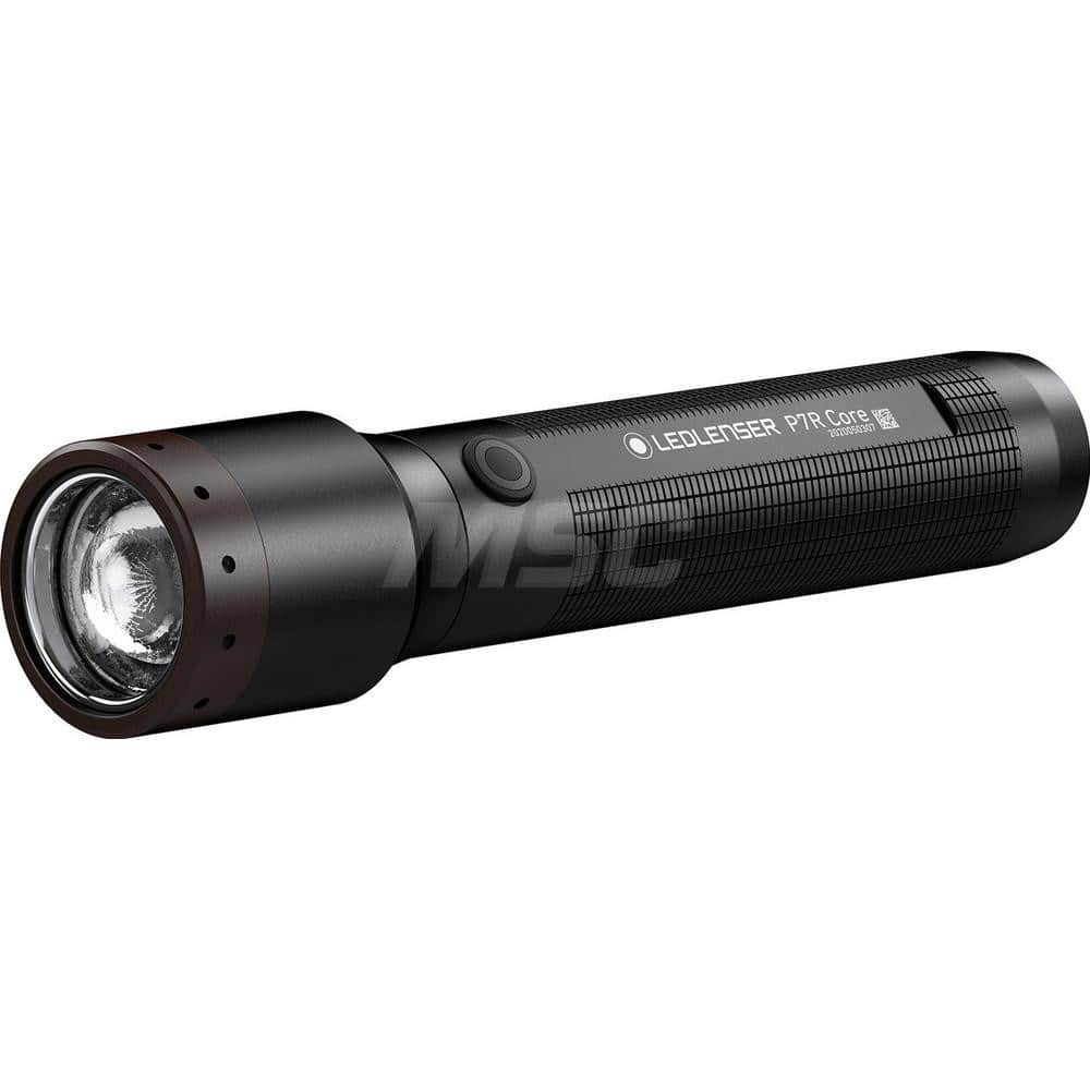 Aluminum Handheld Flashlight Flashlight 1400 Lumens, LED Bulb, Black Body, Includes Rechargeable Battery, Magnetic Charging Cable & Hand Strap