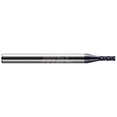 Corner Radius End Mill: 3/64″ Dia, 3/16″ LOC, 0.01″ Radius, 4 Flutes, Solid Carbide 2-1/2″ OAL, 1/8″ Shank Dia, 30 ° Helix, AlTiN Coated, Corner Radius End, Centercutting