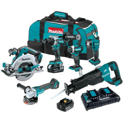 Cordless Tool Combination Kit: 18V, 6 Pc (1) 18V LXT Brushless 1/2″Hammer Driver-Drill (XPH14Z), (1) 18V LXT Brushless 3-Speed Impact Driver (XDT14Z), (1) 18V LXT Brushless Recipro Saw (XRJ05Z), (1) 18V LXT Brushless 6-1/2″Circular Saw (XSH03Z), (1) 18V L