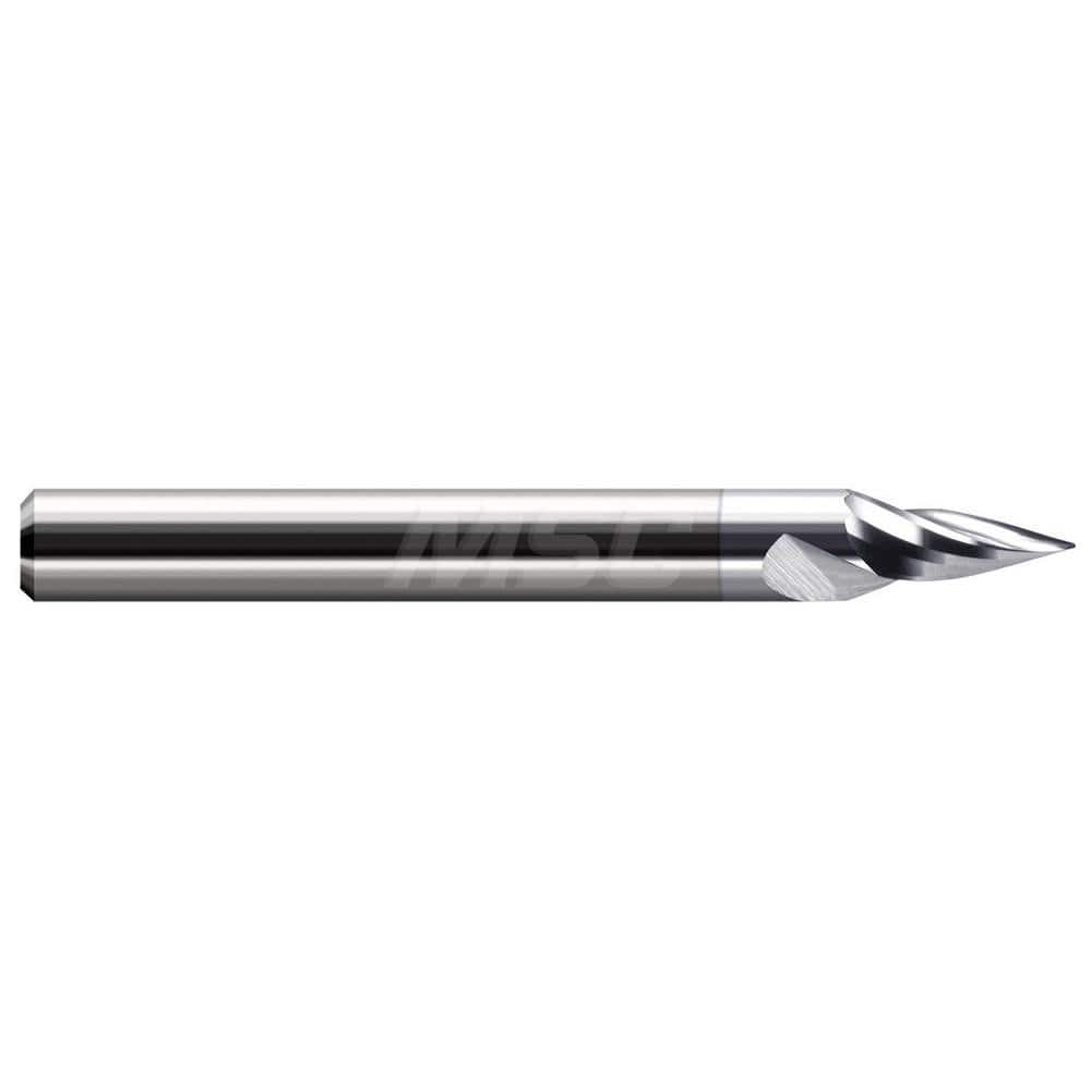 Tapered End Mill: 15 ° per Side, 0.062″ Small Dia, 0.261″ LOC, 2 Flutes, Solid Carbide, Ball End 3/16″ Shank Dia, 2″ OAL, TiB2 Finish, Runner Cutters - For Non-Ferrous Materials