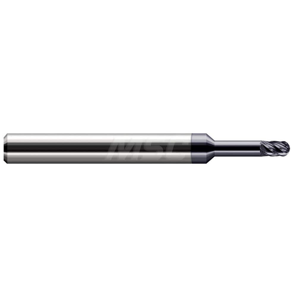 Ball End Mill: 0.125″ Dia, 0.187″ LOC, 6 Flute, Solid Carbide 2-1/2″ OAL, 1/4″ Shank Dia, 37 ° Helix, AlTiN Nano Coated, Single End