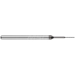 Micro Drill Bit: 0.01″ Dia, 130 °, Solid Carbide Amorphous Diamond Finish, RH Cut, Spiral Flute