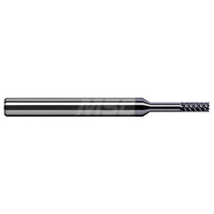 Square End Mill: 1/32'' Dia, 3/32'' LOC, 1/8'' Shank Dia, 2-1/2'' OAL, 6 Flutes, Solid Carbide Single End, AlTiN Nano Finish, 41 ° Variable Helix, RH Cut, RH Flute