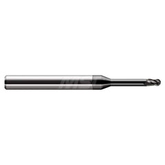 Ball End Mill: 0.062″ Dia, 0.093″ LOC, 3 Flute, Solid Carbide 2-1/2″ OAL, 1/8″ Shank Dia, 30 ° Helix, Amorphous Diamond Coated, Single End