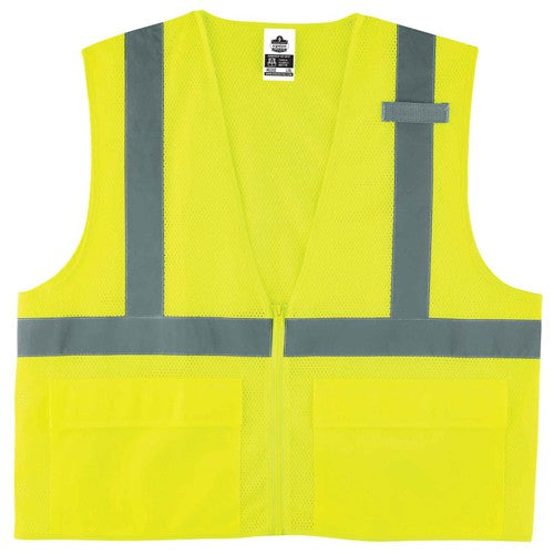 8220Z Standard Vest Lime 2X3X Zipper Glowear - USA Tool & Supply