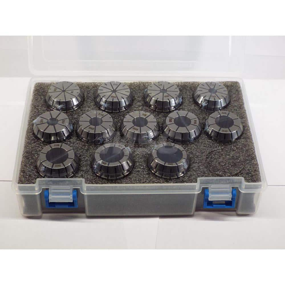 Collet Set: 12 Pc, Series ER32, 1/8 to 13/16″ Capacity