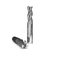 Square End Mill: 1/4'' Dia, 1-1/8'' LOC, 1/4'' Shank Dia, 3'' OAL, 3 Flutes, Solid Carbide Single End, Uncoated, Upcut Flute, 37 ° Helix, Centercutting, RH Cut, RH Flute, Series 1025 & Alumigator