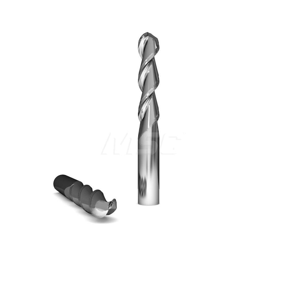 Ball End Mill: 0.3125″ Dia, 2 Flute, Solid Carbide 3″ OAL, 5/16″ Shank Dia, 45 ° Helix, ZrN Coated, Single End, Series 2015