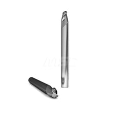 Ball End Mill: 0.375″ Dia, 2 Flute, Solid Carbide 2-1/2″ OAL, 3/8″ Shank Dia, 45 ° Helix, ZrN Coated, Single End, Series 2014