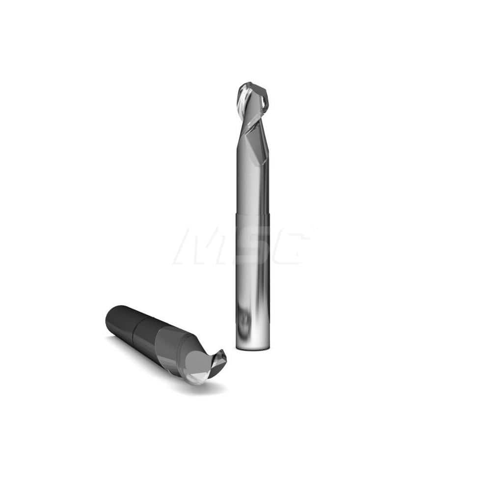 Corner Radius End Mill: 1/8″ Dia, 1/4″ LOC, 0.02″ Radius, 2 Flutes, Solid Carbide 3″ OAL, 1/8″ Shank Dia, 45 ° Helix, ZrN Coated, Corner Radius End, Centercutting, Series 2012