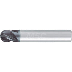 Ball End Mill: 0.1875″ Dia, 4 Flute, Solid Carbide 2″ OAL, 3/16″ Shank Dia, 35 & 38 ° Helix, AlCr Coated, Single End, Series 2919L