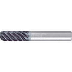 1/4″ Diam 6-Flute 35/38° Solid Carbide 0.02″ Corner Radius Roughing & Finishing End Mill AlCr Finish, 3/4″ LOC, 2-1/2″ OAL, 1/4″ Shank Diam, Centercutting, Standard Length