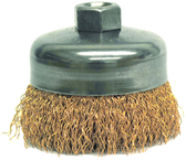 4" Crimped Wire Cup Brush - .020 Bronze; 5/8-11 A.H. - Non-Sparking Wire Wheel - USA Tool & Supply