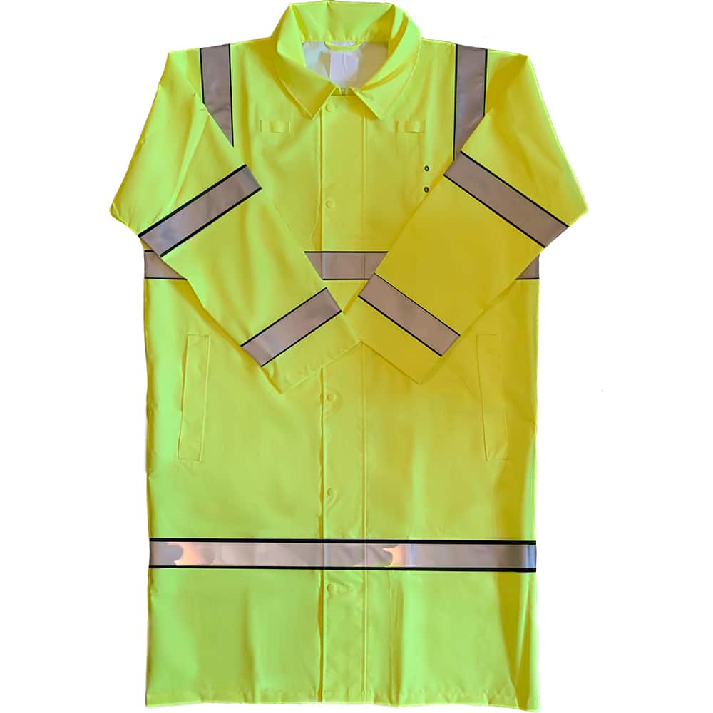 Louisiana Professional Wear - Rain & Chemical Wear; Garment Style: Coat ; Garment Type: Breathable; Hi-Visibility; Waterproof; Rain ; Material: Polyester/Polyurethane ; Size: 2X-Large ; Color: Fluorescent Yellow ; Certification Type: ANSI/ISEA 107-2015 T - Exact Industrial Supply