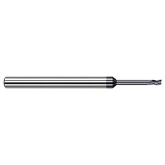Square End Mill: 0.013'' Dia, 0.019'' LOC, 1/8'' Shank Dia, 2-1/2'' OAL, 3 Flutes, Solid Carbide Single End, AlTiN Finish, 30 ° Helix, Centercutting, RH Cut, RH Flute