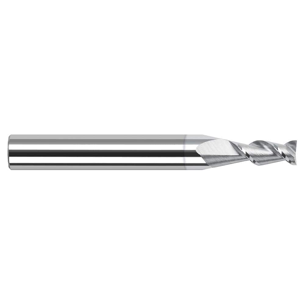 Square End Mill: 0.039'' Dia, 0.117'' LOC, 1/8'' Shank Dia, 1-1/2'' OAL, 2 Flutes, Solid Carbide Single End, TiB2 Finish, 45 ° Helix, Centercutting, RH Cut, RH Flute