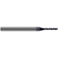 Square End Mill: 3/64'' Dia, 3/16'' LOC, 1/8'' Shank Dia, 2-1/2'' OAL, 4 Flutes, Solid Carbide Single End, AlTiN Finish, 30 ° Helix, Centercutting, RH Cut, RH Flute