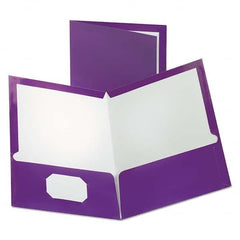 OXFORD - File Folders, Expansion Folders & Hanging Files Folder/File Type: Pocket Folders Color: Purple - USA Tool & Supply