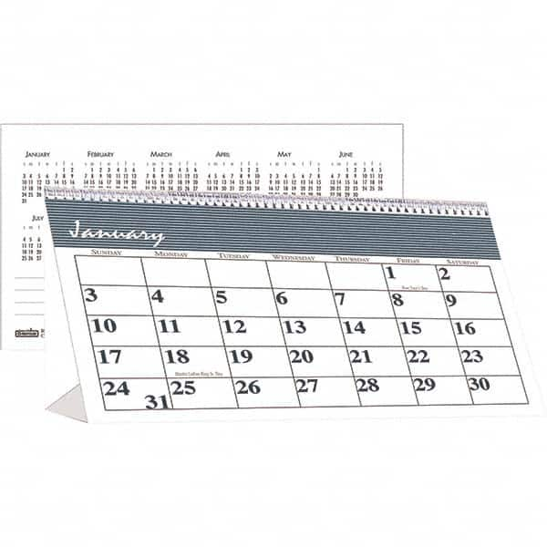 Desk Calendar: 12 Sheets Blue & Gray Cover