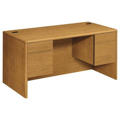 Office Desks; Type: Double Pedestal Desk; Center Draw: No; Color: Oak; Material: High-Pressure Laminate; Width (Inch): 60 in; 60; Overall Width: 60 in; Depth (Inch): 30; 30 in; Overall Depth: 30 in; EPP Indicators: SCS Indoor Advantage; EPP GSA Codes: EP