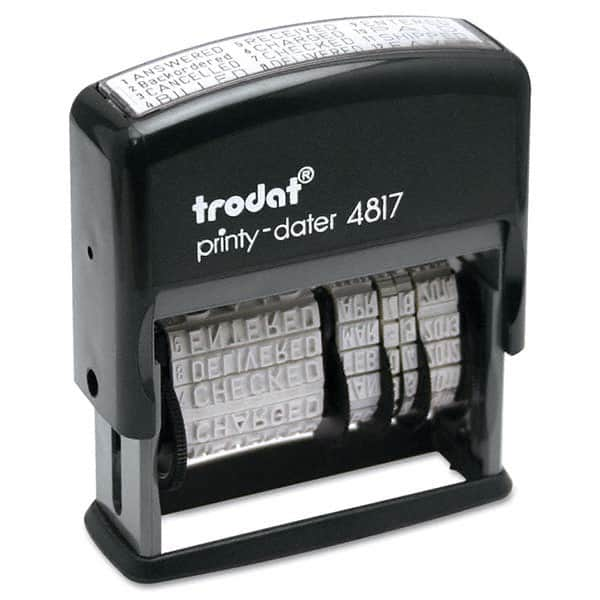 Trodat - Pre-inked Custom Stamps Type: Custom Stamp - 12 Message Dater Message: Date/Answered/Received/Entered/Backordered/Cancelled/Charged/PAID/Checked/Shipped/Billed/Delivered/Faxed - USA Tool & Supply