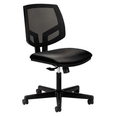 Task Chair: SofThread Leather, Black 19-1/4″ Wide x 25-3/4″ Deep, SofThread Leather Seat, Black, Five-Star Base