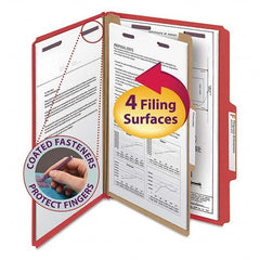 SMEAD - File Folders, Expansion Folders & Hanging Files Folder/File Type: Classification Folders with Tob Tab Fastener Color: Red - USA Tool & Supply