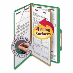 SMEAD - File Folders, Expansion Folders & Hanging Files Folder/File Type: Classification Folders with Tob Tab Fastener Color: Green - USA Tool & Supply