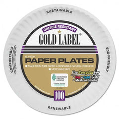 AJM Packaging Corporation - Coated Paper Plates, 6", White, Round, 100/Pack - USA Tool & Supply