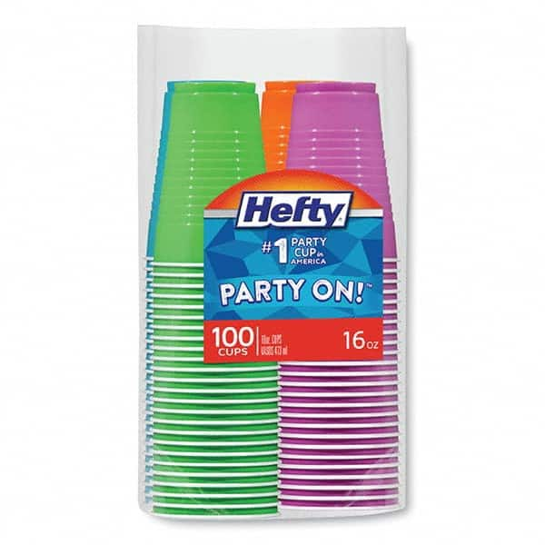 Hefty - Easy Grip Disposable Plastic Party Cups, 16 oz, Assorted, 100/Pack, 4Pk/Carton - USA Tool & Supply