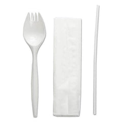 Boardwalk - School Cutlery Kit, Napkin/Spork/Straw, White, 1000/Carton - USA Tool & Supply