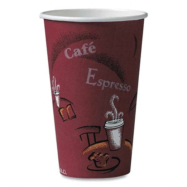 DART - Solo Bistro Design Hot Drink Cups, Paper, 16 oz, Maroon, 1000/Carton - USA Tool & Supply