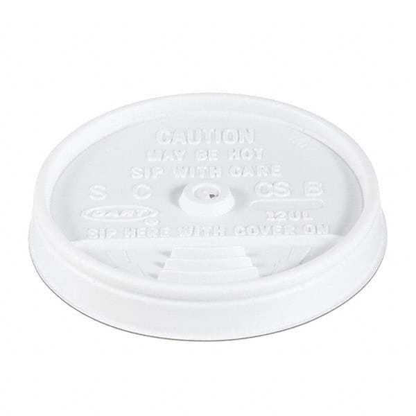 DART - Sip-Through Lids For 10, 12, 14 oz Foam Cups, Plastic, White, 1000/Carton - USA Tool & Supply