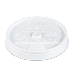 DART - Sip-Through Lids For 10, 12, 14 oz Foam Cups, Plastic, White, 1000/Carton - USA Tool & Supply