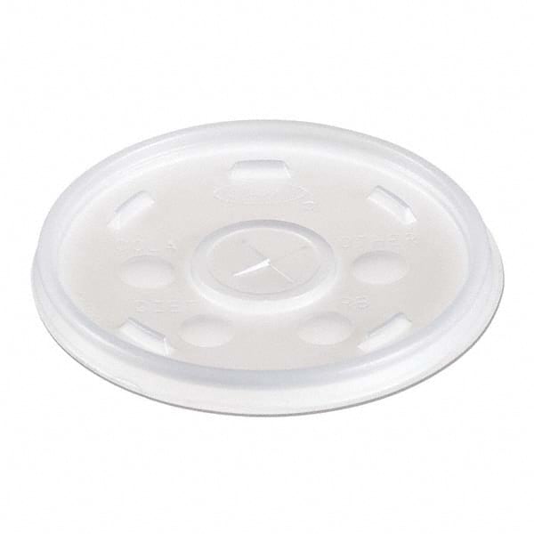 DART - Plastic Lids, for 12 oz Hot/Cold Foam Cups, Slip-Thru Lid, White, 1000/Carton - USA Tool & Supply