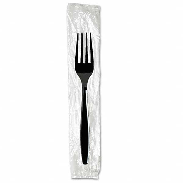 Dixie - Individually Wrapped Forks, Plastic, Black, 1000/Carton - USA Tool & Supply