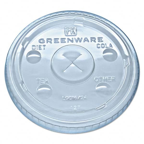 Fabri-Kal - Greenware Cold Drink Lids, Fits 16-18, 24 oz Cups, X-Slot, Clear, 1000/Carton - USA Tool & Supply