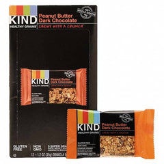 KIND - Snacks, Cookies, Candy & Gum Breakroom Accessory Type: Granola Bars Breakroom Accessory Description: Healthy Grains Bar, Peanut Butter Dark Chocolate, 1.2 oz, 12/Box - USA Tool & Supply