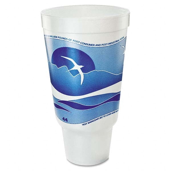 DART - Horizon Flush Fill Foam Cup, Hot/Cold, 44 oz, Ocean Blue/White, 15/Bag - USA Tool & Supply