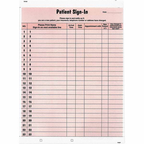 Tabbies - Note Pads, Writing Pads & Notebooks Writing Pads & Notebook Type: Sign-In Label Form Size: 8-1/2 x 11-5/8 - USA Tool & Supply