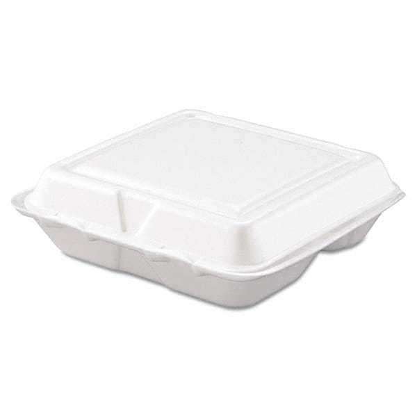 DART - Carryout Food Container, Foam, 3-Comp, White, 8 x 7 1/2 x 2 3/10, 200/Carton - USA Tool & Supply