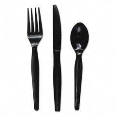 Boardwalk - Three-Piece Cutlery Kit, Fork/Knife/Teaspoon, Heavyweight, Black, 250/Carton - USA Tool & Supply