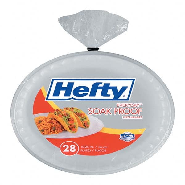 Hefty - Soak Proof Tableware, Foam Plates, 10-1/4" Diam, White, 28/Pack - USA Tool & Supply