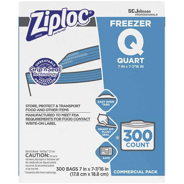 Ziploc - Reclosable Food & Sandwich Bags Volume Capacity: 1 Qt. Width (Inch): 7 - USA Tool & Supply