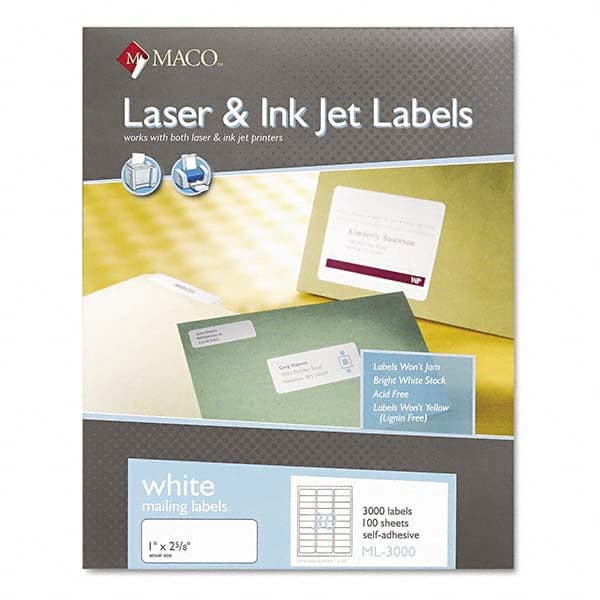 MACO - Labels, Ribbons & Tapes Type: Address Label Color: White - USA Tool & Supply